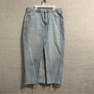 DENIM MIDI SKIRT Calf-length, 5-pocket skirt in rigid cotton denim size Large